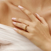 Rosa Ring Gold Rose Adjustable Statement Ring